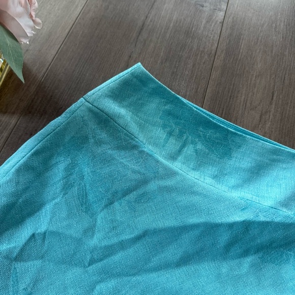 Vintage Amanda Smith Turquoise Floral Embossed Classic Skirt - Picture 2 of 4